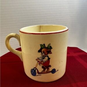 Edwin M Knowles china vintage Baby Child Cup Dog Design Circa 1930’s